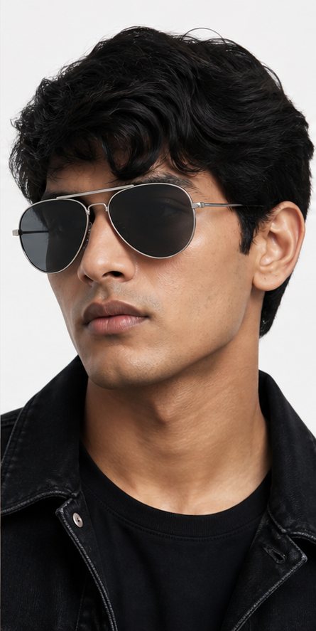 Gunmetal aviators without the fake-celebrity problem.
